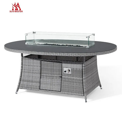 Modern Patio Furniture Outdoor Garden Sofa with Firepit Table Courtyard Hotel Corner Rattan Wicker Terrace Sofas