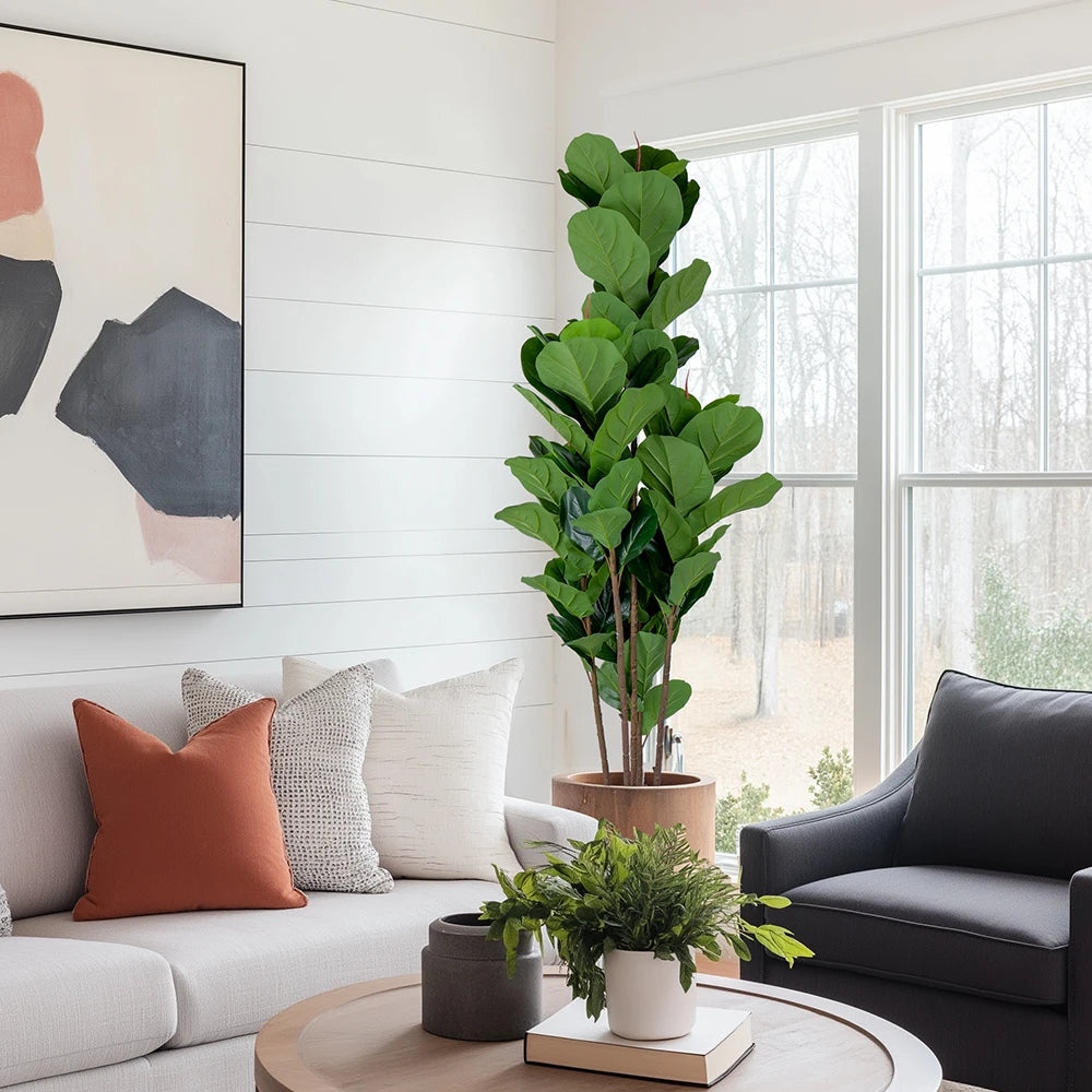 6ft Artificial Fiddle Leaf Fig Plant With Plastic Pot Indoor Outdoor Decor Gift
