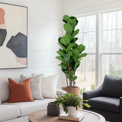 6ft Artificial Fiddle Leaf Fig Plant With Plastic Pot Indoor Outdoor Decor Gift