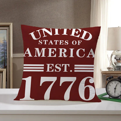 Independence Day of the United States throw pillow cover with short plush print for living room sofa decoration cushion cover