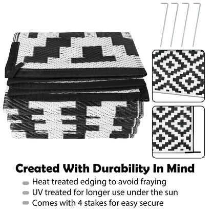 WESTTUNE Outdoor Rug Foldable Reversible Plastic Straw Area Rugs Large Floor Mat for RV Patio Backyard Deck Picnic Beach Camping