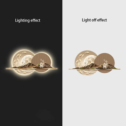 Light Luxury Living Room Painting New Led Light Mural Room Decoration Wall Lamp Living Room Home Interior Art Mural Accessories