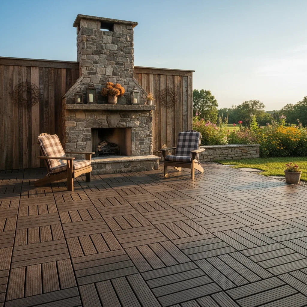 Plastic Interlocking Deck Tiles (44 Pack) – 12"x12" Waterproof Outdoor Patio Flooring, All-Weather Use, Slip-Resistant PP Deckin