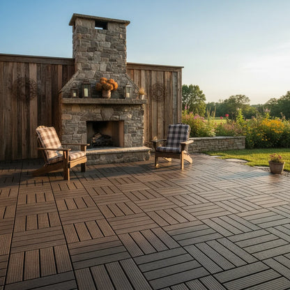 Plastic Interlocking Deck Tiles (44 Pack) – 12"x12" Waterproof Outdoor Patio Flooring, All-Weather Use, Slip-Resistant PP Deckin