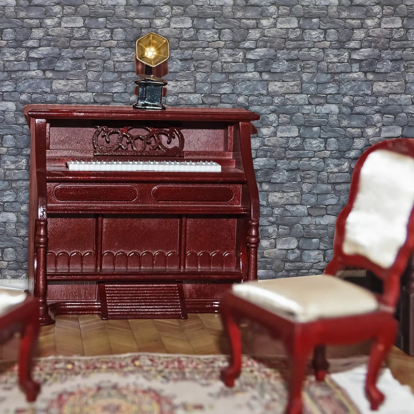 12 Sheets Dollhouse Wallpaper Self Adhesive Stone Pattern for Miniature Wall and Flooring Peel Stick Interior Decor