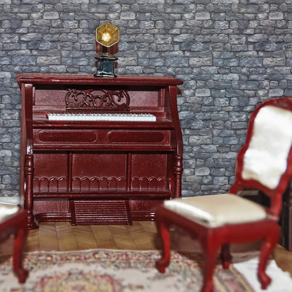 12 Sheets Dollhouse Wallpaper Self Adhesive Stone Pattern for Miniature Wall and Flooring Peel Stick Interior Decor