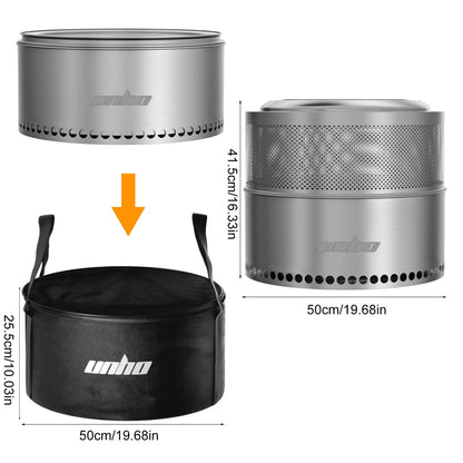 50CM Smokeless Fire Pit with Bag Portable Stainless Steel Wood Burning Outdoor Fireplace Ideal for 6 or More People Firewood Log Burner