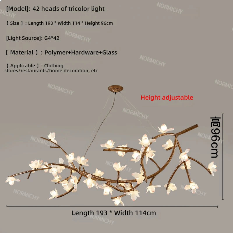 Living Room Lamp Creative Lotus Restaurant Lamp Wabi Sabi Style Zen Tea Room Homestay Decoration Tree Branch Pendant Light