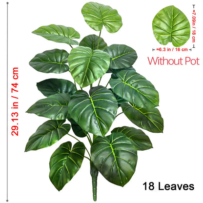 60-105cm Round-Leaf Fake Taro Plant, Real Touch Artificial Elephant Ear for Home Indoor Outdoor Garden Office Party Decor