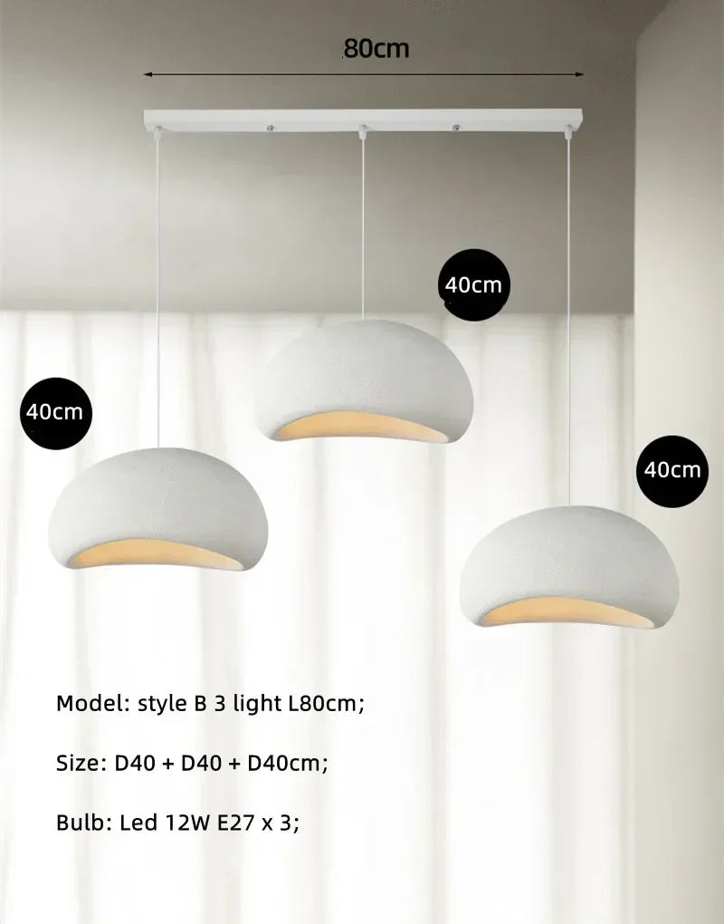 LED Pendant Lights White Resin Hanging Lamp for Living Dining Room Restaurant Decor Chandelier Art Suspension Luminaire