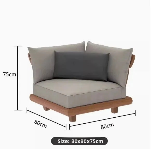 Patio Sofa Set, Made of Imported Teak Wood, Outdoor-grade Waterproof Fabric, Crack-resistant, Suitable for Outdoor Use.