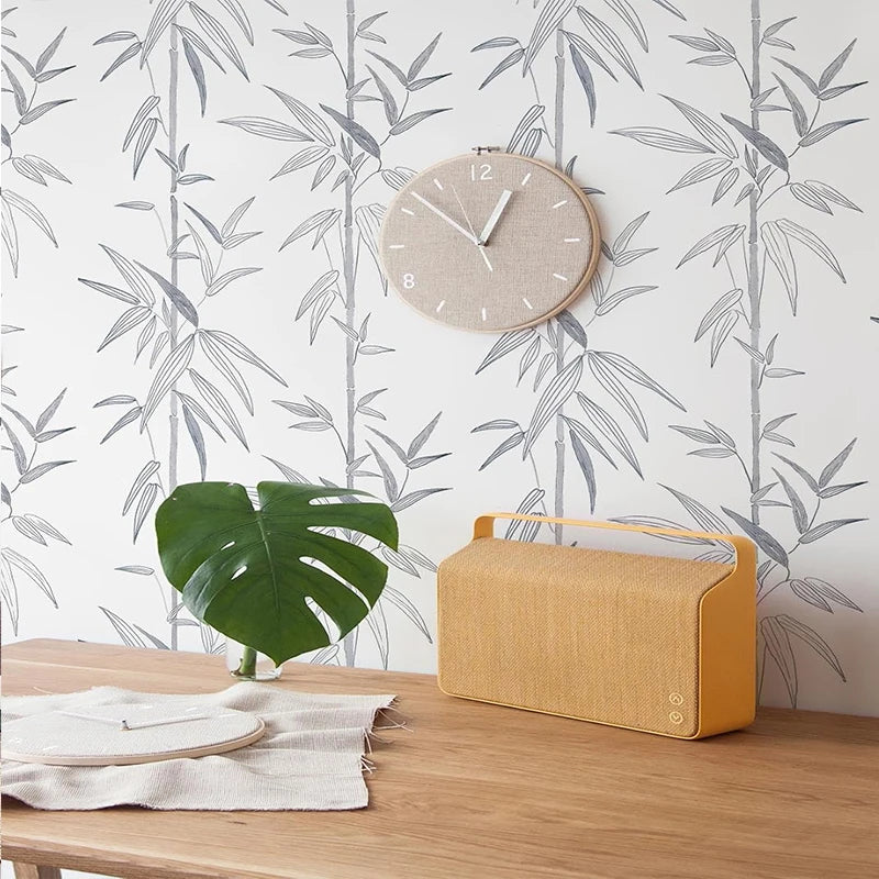 Bamboo wallpaper modern geometric contact paper black stripes detachable self-adhesive wallpaper wall covering home decoration