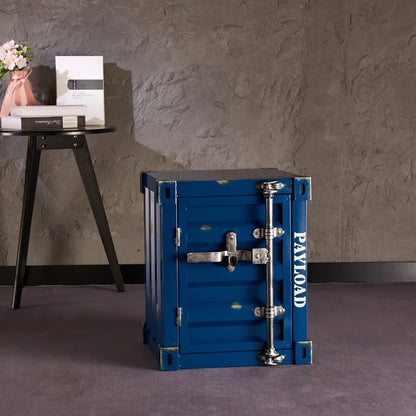 Iron Storage Cabinet Garage Yard Storage Cabinet Container with Door & Lock, Industrial Style, Blue, Red, White