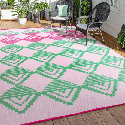 VIKAMA Outdoor Carpet Terrace Durable Machine-Washable Linen Rug Foldable Portable RV Camping Picnic Mat