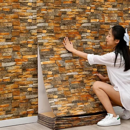 Faux Brick 3D Wallpaper 70cmx100cm Self Adhesive Waterproof Stain Resistant Wall Sticker Modern Kitchen Indoor Home Wall Decor