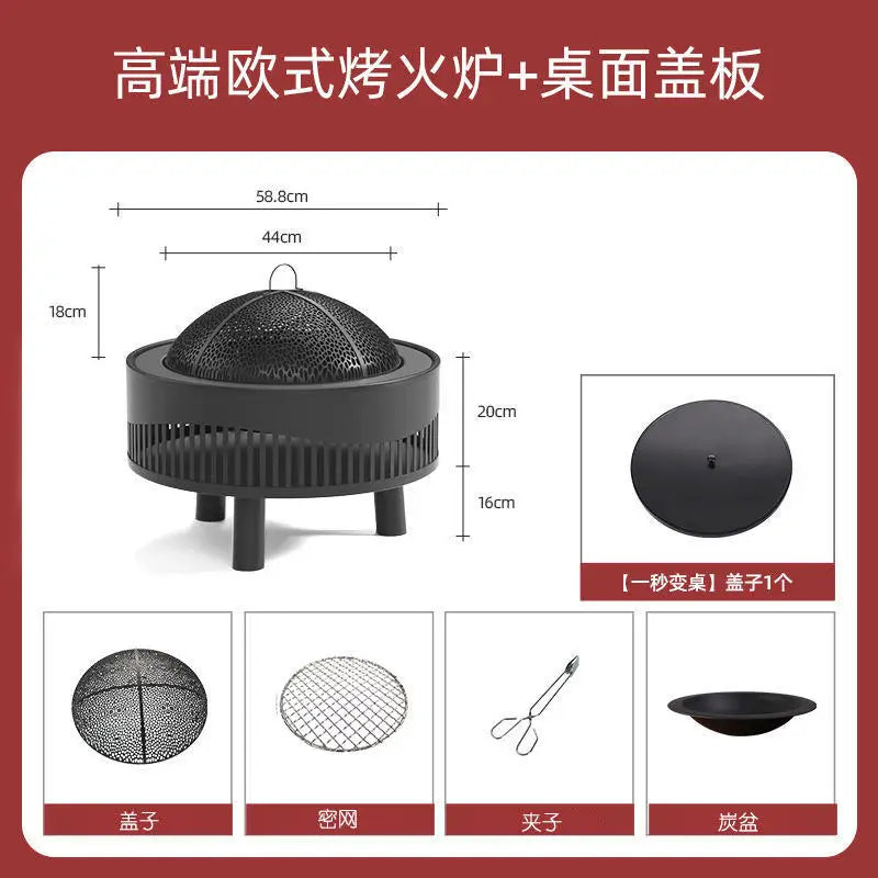 Charcoal Fire Pit Stove Patio Indoor Heating Brazier Household Carbon Furnace Outdoor Barbecue Grill Smokeless Coal Burner Tea