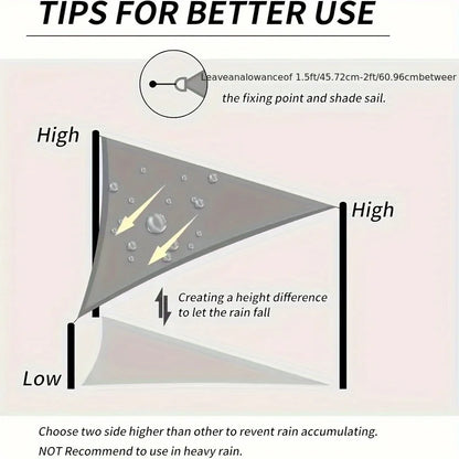 1 Pcs Outdoor Household Blue Triangular Canopy Sunshade Sun-proof Sun Sail Suitable For Outdoor Courtyard And Balcony