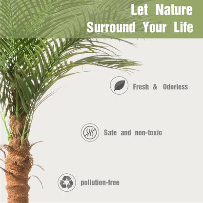 Faux Palm Tree Tall Artificial Silk Plant for Home Office Decor Indoor Outdoor UV Resistant Fake Lifelike Potted Tree 2 Pack