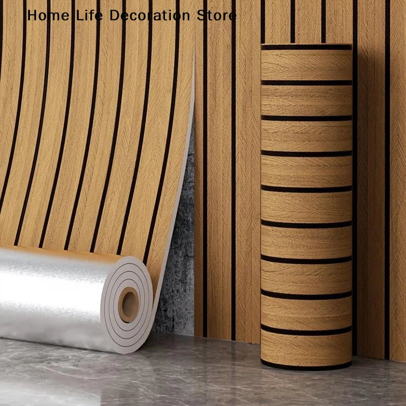 【H】Thick Brown Grid Peel And Stick Wallpaper Faux Plaid Design Waterproof And Moisture-Proof Ideal For Walls Ceilings Home Decor
