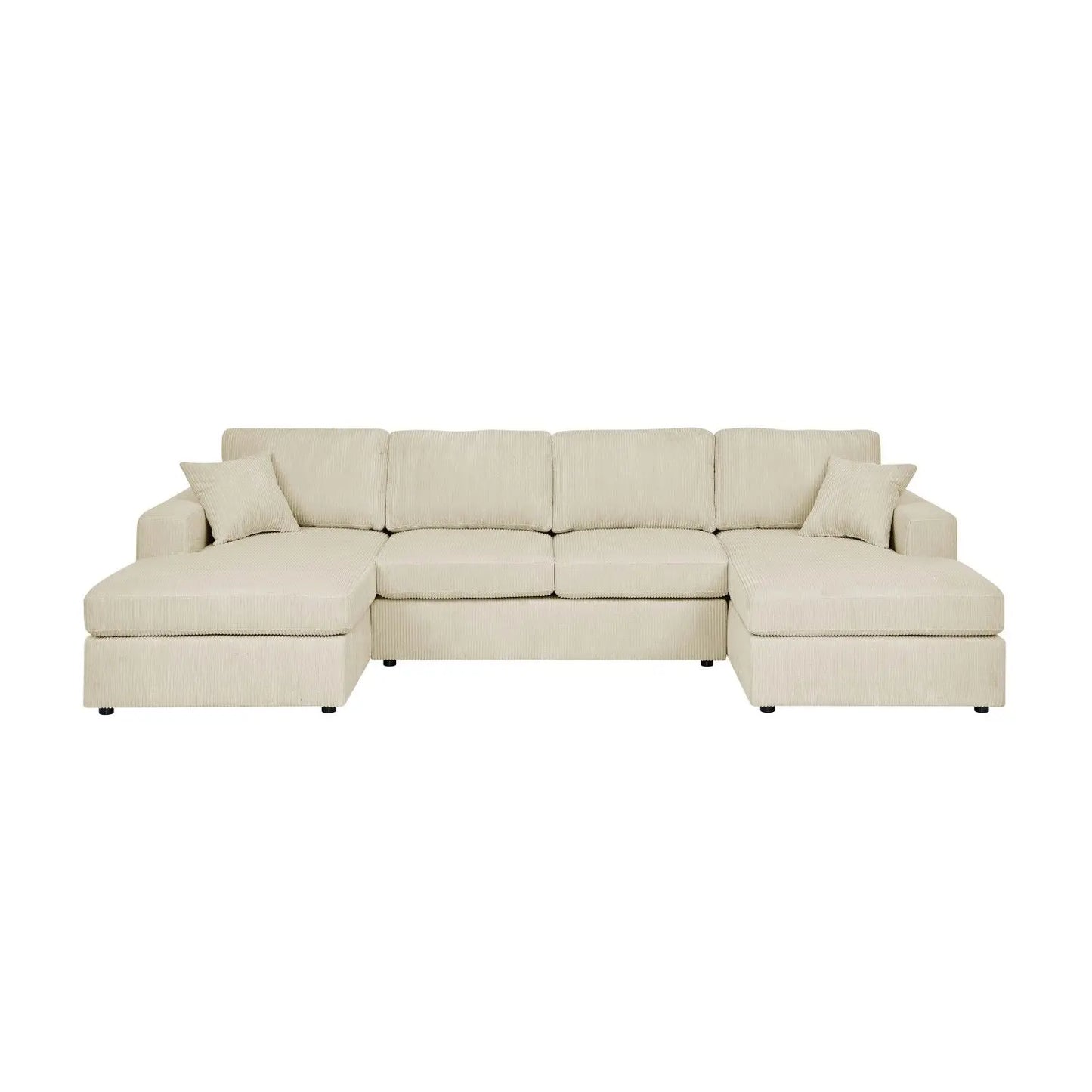 3-Piece Corduroy Double-Chaise Sectional Premium Living Room Sofas