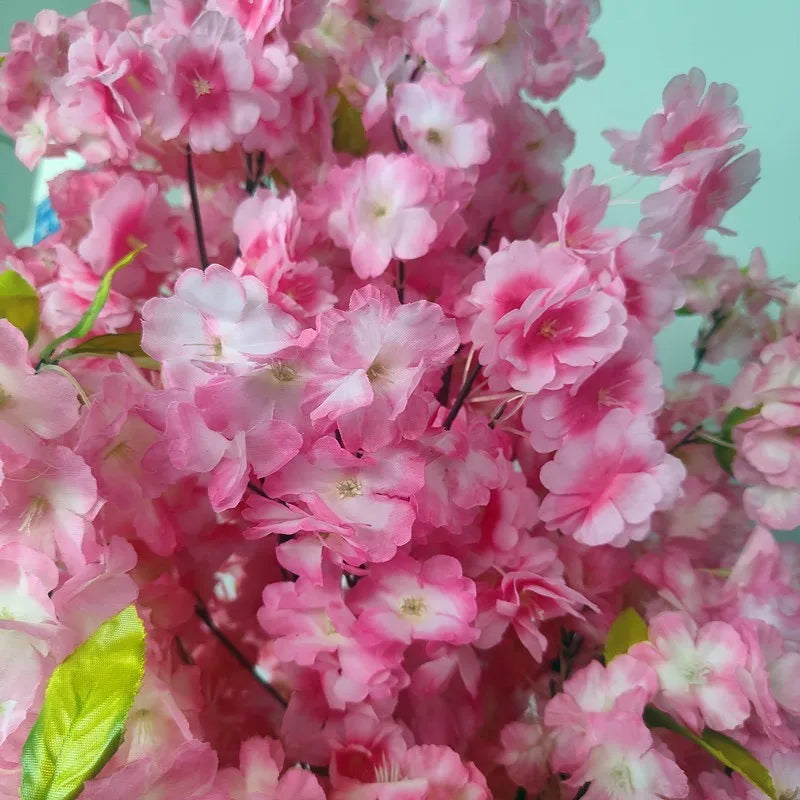 Artificial Pink Cherry Tree Blossom Indoor Outdoor Fake Plant for Home Garden Room Wedding Decoration Christmas Decor