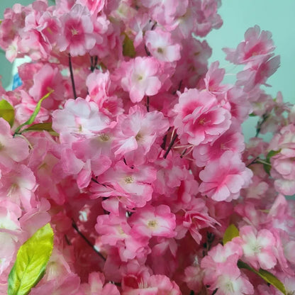 Artificial Pink Cherry Tree Blossom Indoor Outdoor Fake Plant for Home Garden Room Wedding Decoration Christmas Decor
