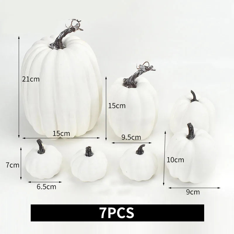 7pcs Halloween Simulation Pumpkin Decor Outdoor Orange Foam Plastic Artificial Pumpkin  Home Table Festival Atmosphere Decor