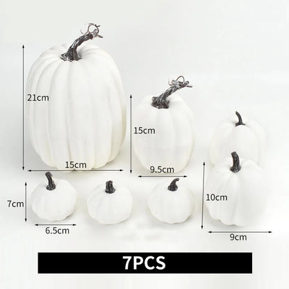 7pcs Halloween Simulation Pumpkin Decor Outdoor Orange Foam Plastic Artificial Pumpkin  Home Table Festival Atmosphere Decor