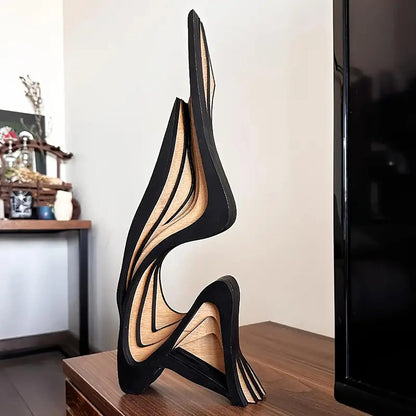 Wooden Sculpture Art Decorative Figurine, Minimalist Irregular Shape Home Decoration, Unique Curved Wood Carving Ornament