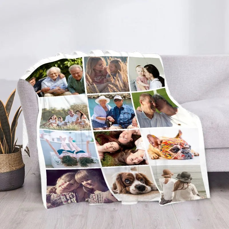 Custom Blanket With Picture Collage Customized Blankets Birthday Souvenir Christmas Gifts Personalized Throw Blanket