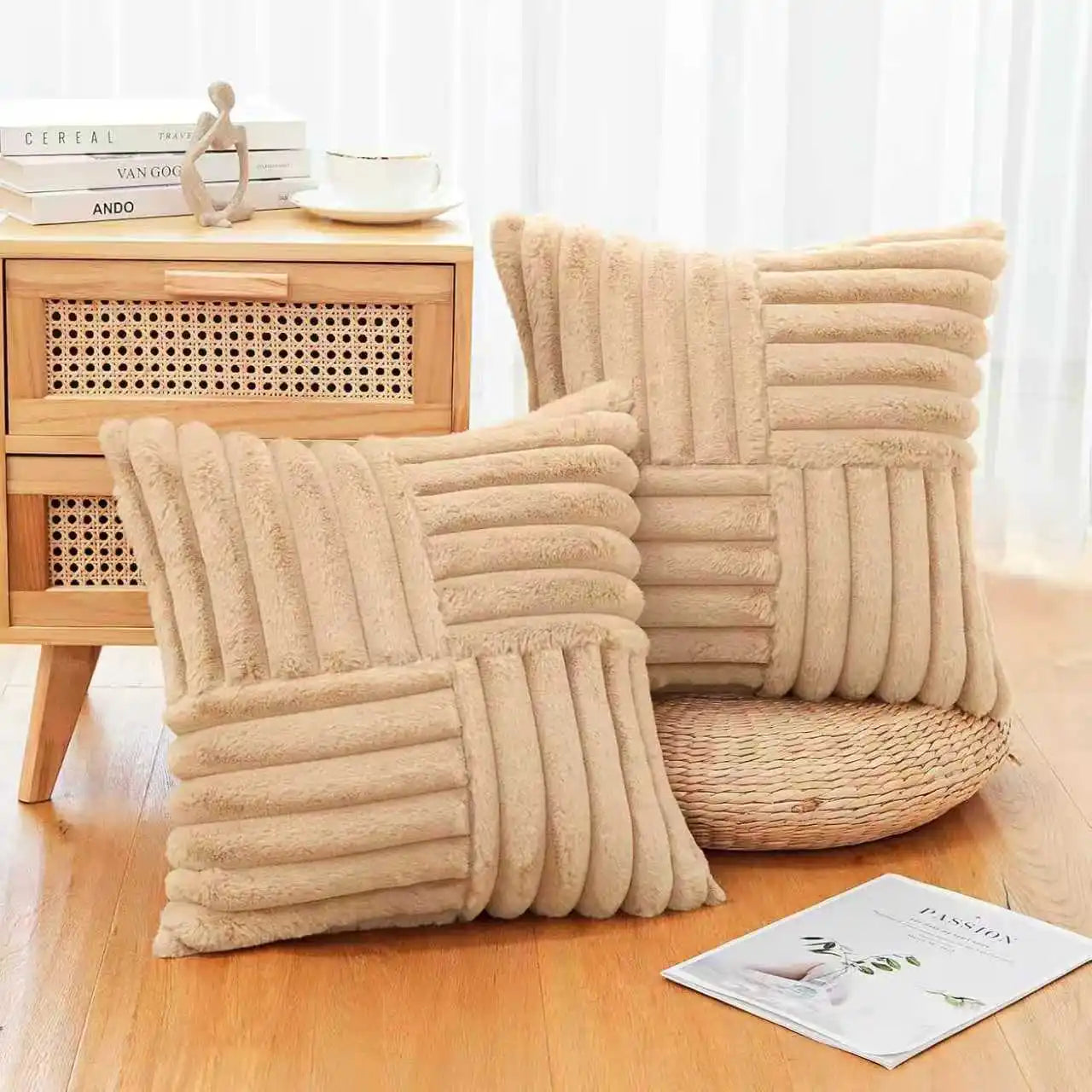 2pcs Artificial Plush Throw Pillow Covers, Suitable for Various Occasions Such as Bedding, Home Decoration, Etc