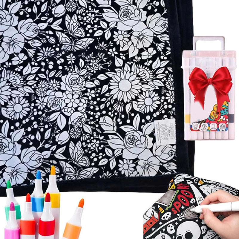 DIY Coloring Washable Fleece Throw Blanket, a Soft and Cozy Art Project Suitable for Both Kids and Adults