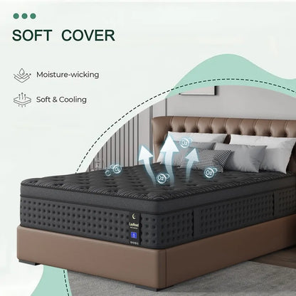 12inch Memory Foam Hybrid Mattress With Pocket Springs, Twin, Full, Queen, King, Sizes In A Box, Medium Firm, Mattresses For Support Comfort, Fiberglass-Free Suitable For Home Bedrooms, Hotels And Halls Of Residence