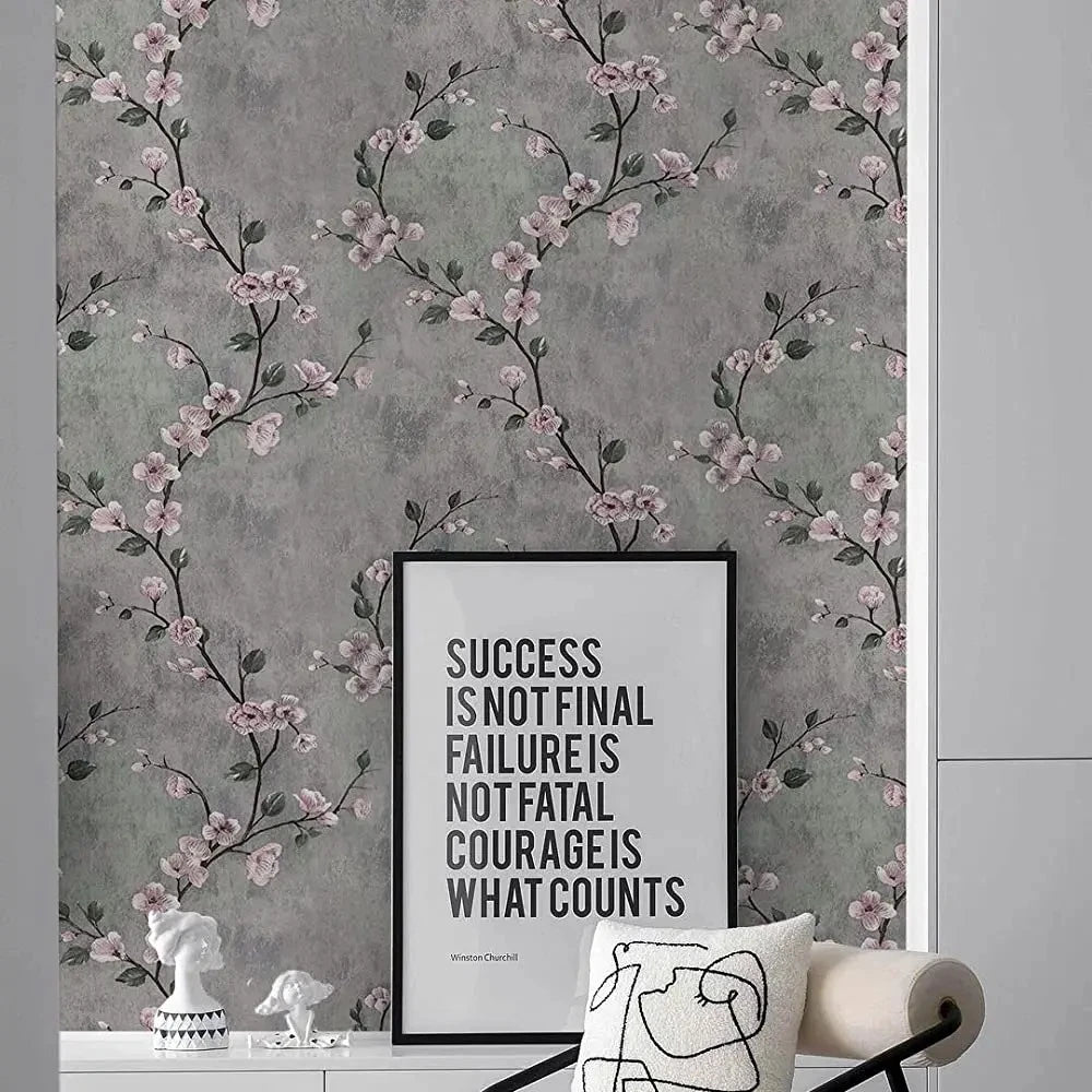 1/3/5/10mFloral Wallpaper Grey Peel and Stick Wallpaper Flower Self Adhesive  Wall Paper Roll Removable Contact Paper Decorative
