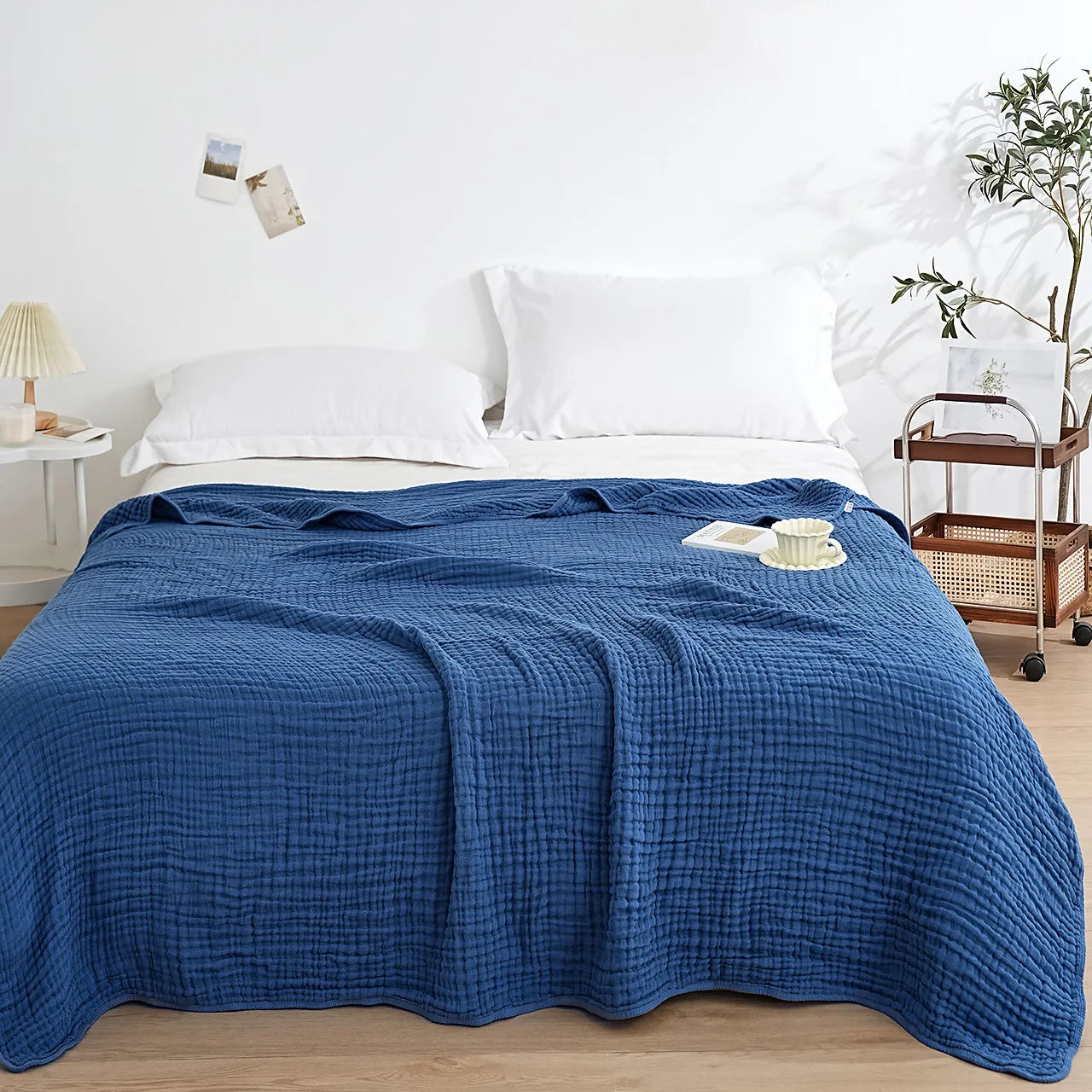 Plain Cotton Blanket Pure Cotton Plain Weave Fabric Waffle Quilt Adult Towel Six-layer Gauze Cover Blanket for All Seasons Sheet