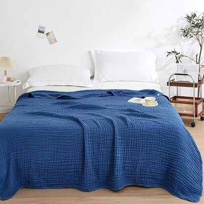 Plain Cotton Blanket Pure Cotton Plain Weave Fabric Waffle Quilt Adult Towel Six-layer Gauze Cover Blanket for All Seasons Sheet