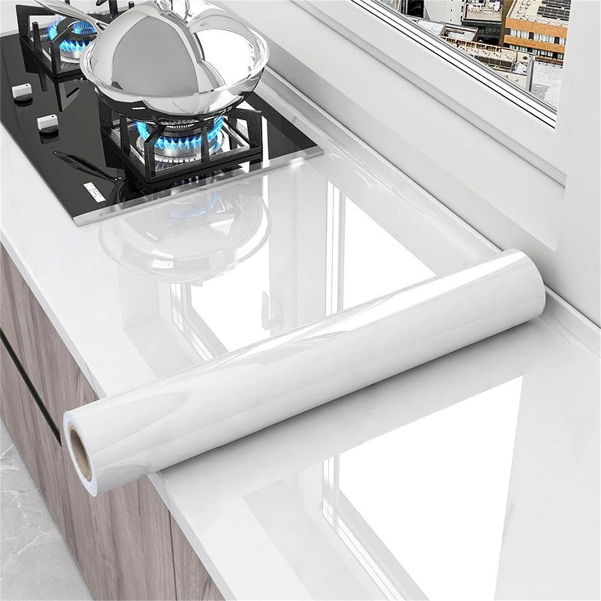Classic Glossy Vinyl Wallpaper for  Rolls Waterproof Wall Stickers Bathroom Table Kitchen Adhesive Sticker for Furniture Decor