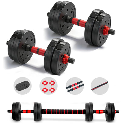 22lb 2-in-1 Adjustable Dumbbell & Barbell Set for Home Exercise & Fitness