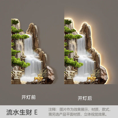 Welcome guests to the living room decoration painting, pine sofa background, wall mounted painting, deer corner lamp mural