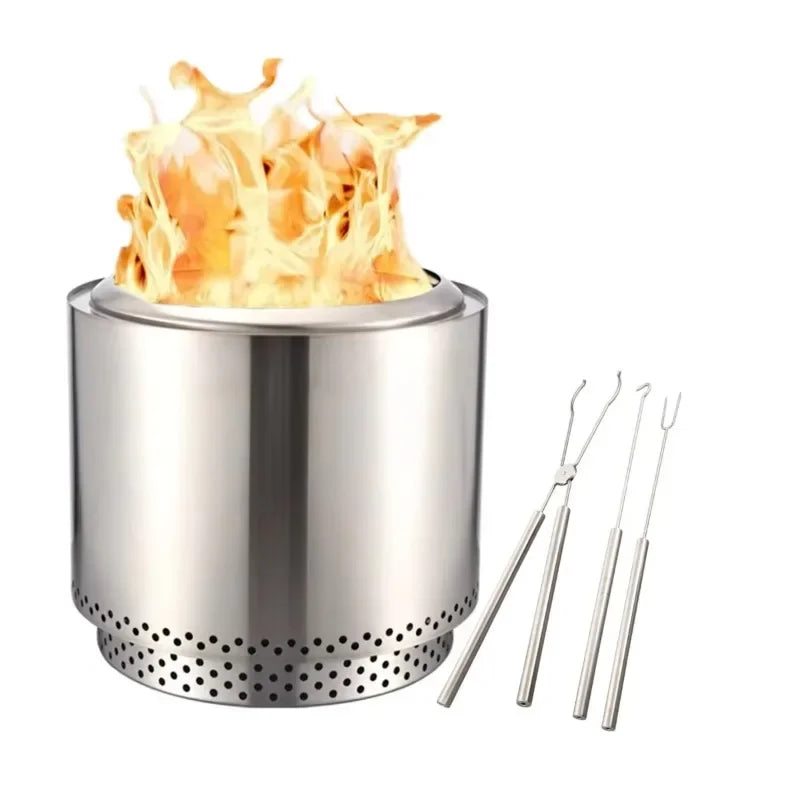 Wholesales 304SS Wood Burning Fire Pit Outdoor Smokeless Fire Pit Firepit Stainless Steel Camping Outdoor Fire Pit