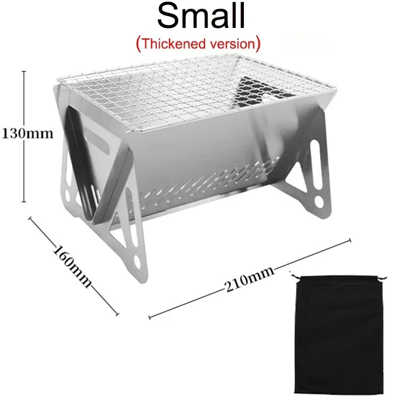NEW Mini BBQ Grill Stainless Steel Foldable Charcoal Stove Portable Outdoor Camping Picnic Backyard Barbecue Cooking Tool
