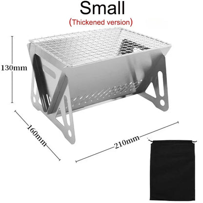 NEW Mini BBQ Grill Stainless Steel Foldable Charcoal Stove Portable Outdoor Camping Picnic Backyard Barbecue Cooking Tool