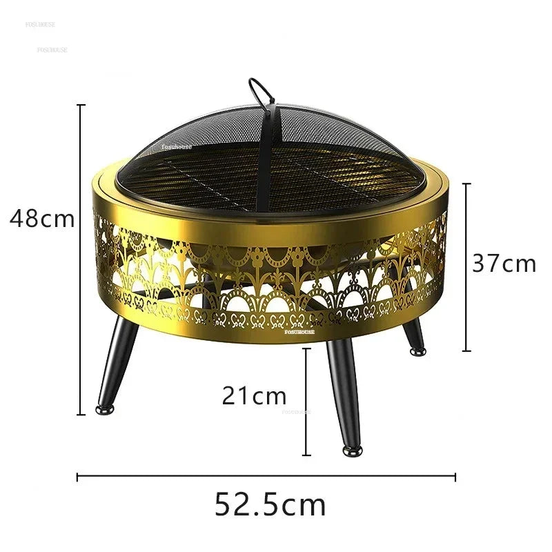 European-style Fire Pits Household Grill Stand Heating Smokeless Charcoal Oven Indoor Fire Stove Modern Stainless Steel Brazier