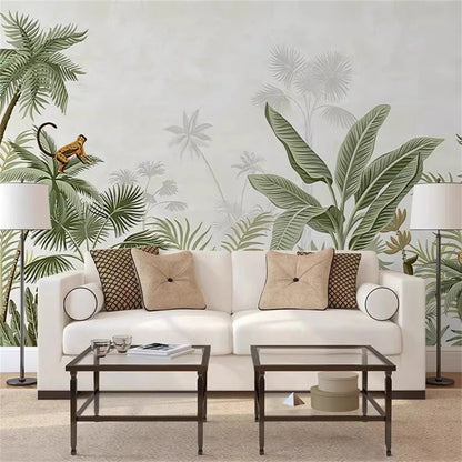 Custom 3D Tropical Rainforest Wallpaper Mural Animals Monkey Wallpapers for Living Room Background Wall paper home decor Sticker