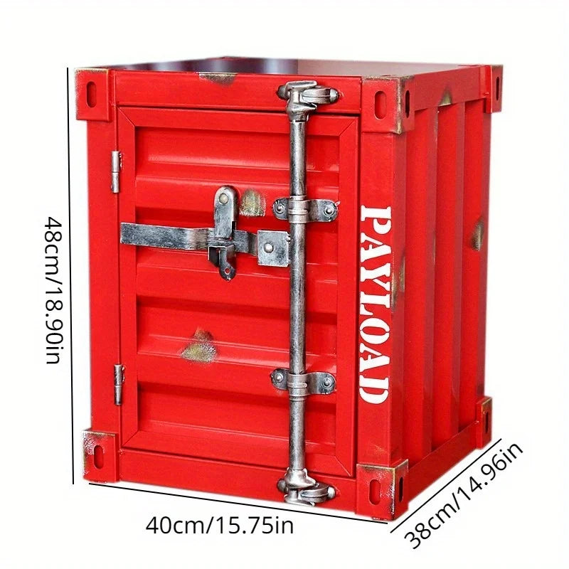 Iron Storage Cabinet Garage Yard Storage Cabinet Container with Door & Lock, Industrial Style, Blue, Red, White
