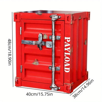 Iron Storage Cabinet Garage Yard Storage Cabinet Container with Door & Lock, Industrial Style, Blue, Red, White