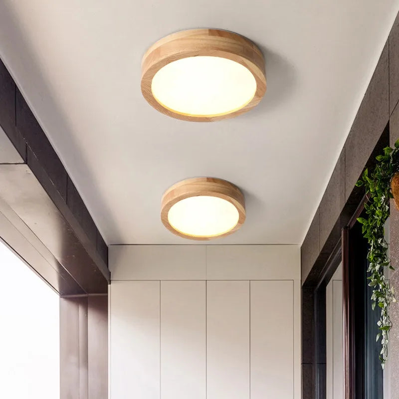 Nordic Living Room Ceiling Lamps Solid Wood Corridor  LED Lamp apanese style  Entrance Balcony Bedroom Headboard Ceiling Lights