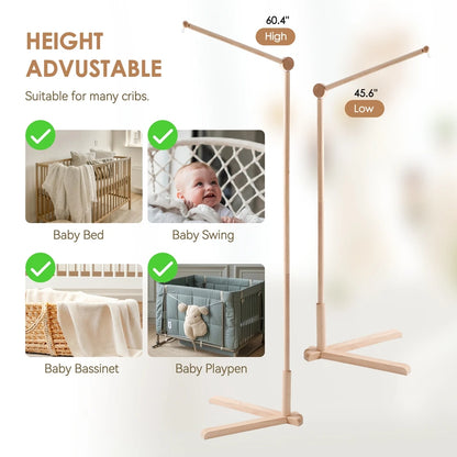 Baby Rattle Toy 0-12 Months Toys Wooden Mobile Bed Bell Floor Stand Bracket Newborn Bed Bell Hanging Holder Bracket Infant Crib