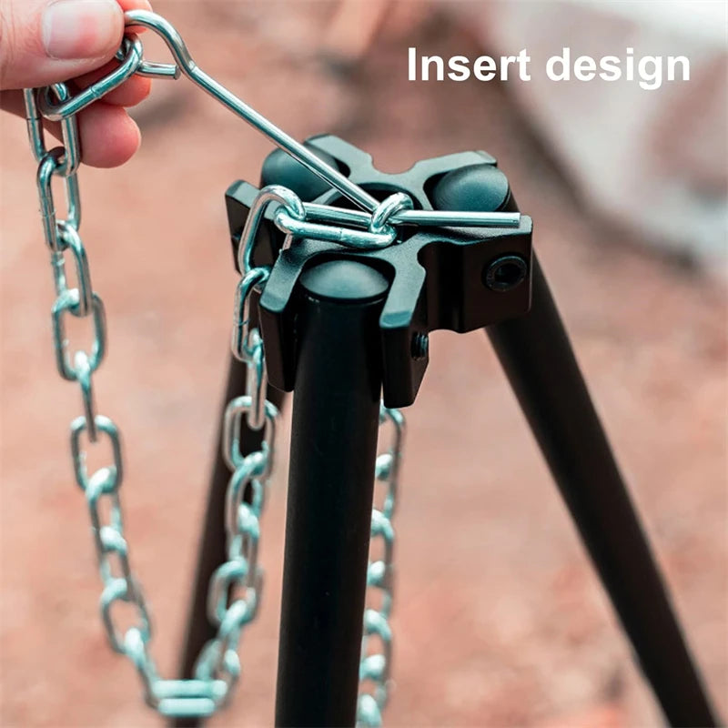 Camping Tripod for Cooking, Portable Adjustable Outdoor Cooking Campfire Tripod Grill with Hanging Chain, Suitable for Cook Camp