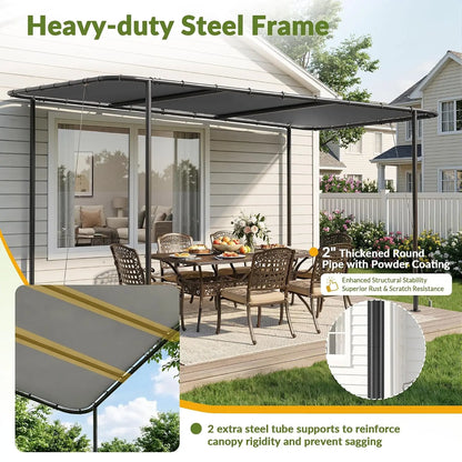 10' x 12' Gazebo for Patio, Outdoor Gazebo Pergola with Waterproof & UV-Resistant Sloped Roof, Wall-Mounted Shade, Customized